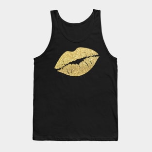 Gold Faux Glitter Lips Tank Top